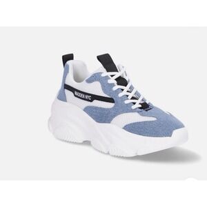 Madden NYC Sneakers Low Top Casual‎ Everyday Shoes Light Jean Blue White Size 10